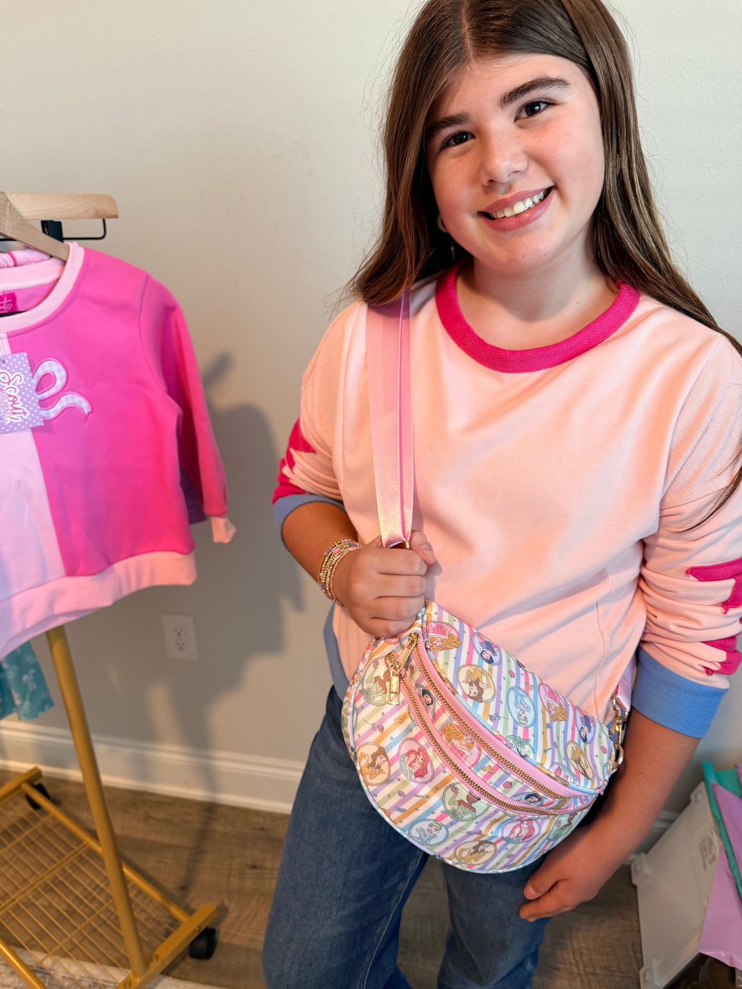 Large Belt Bag - Pink Checkered Balloon