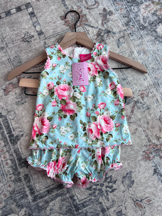 Turquoise Floral Diaper Set