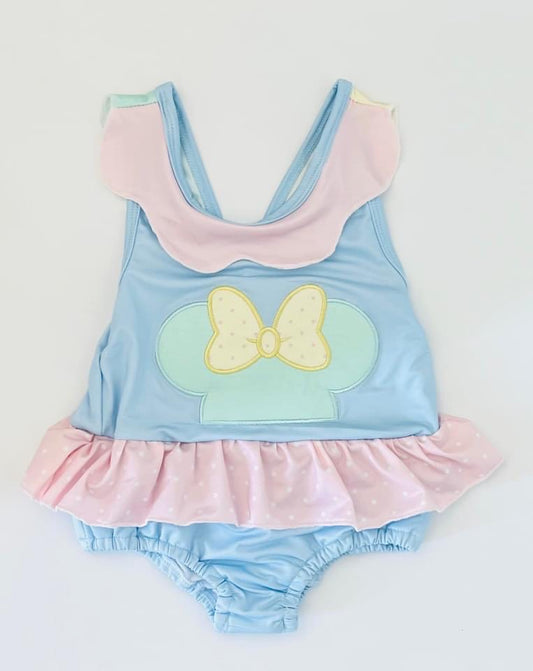 Pastel Colorblock Mouse Collection - Girl Swim 1 piece