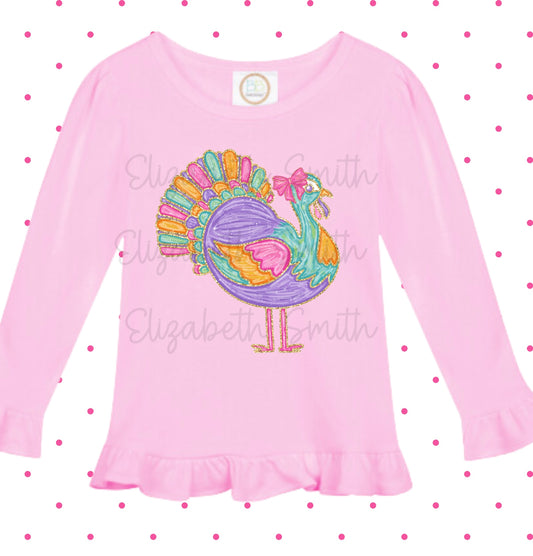 Glitter Turkey Ruffle Tees (PREORDER ETA 14 days)