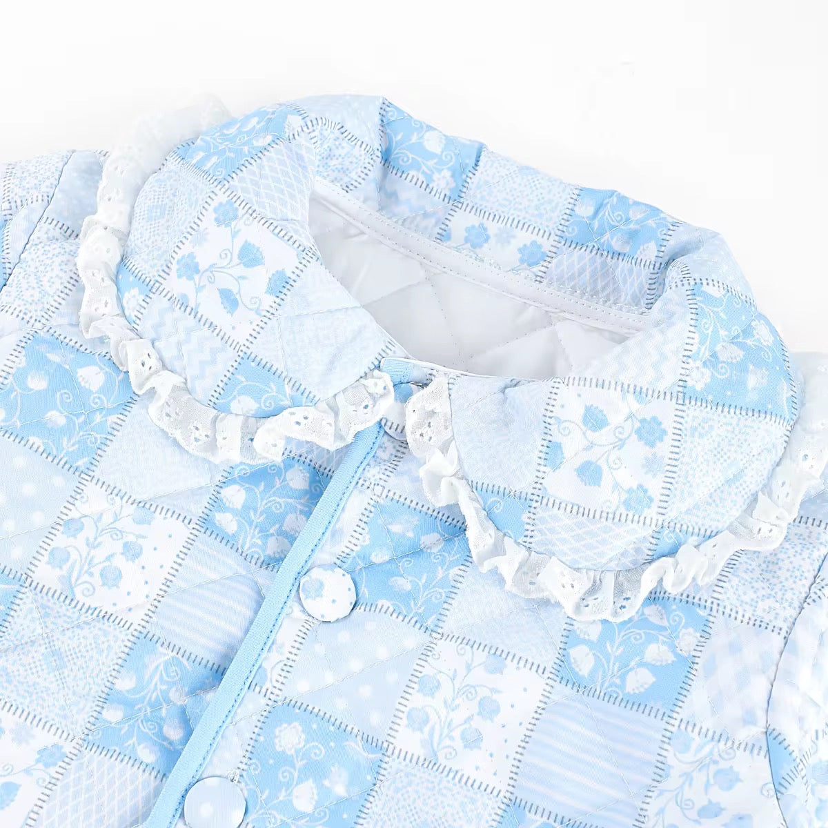 Blue Floral Quilted Coat (PREORDER ETA NOVEMBER)