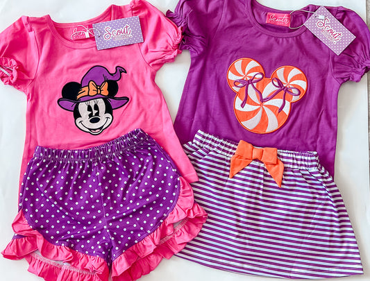 Purple Spooky Mouse Short Set