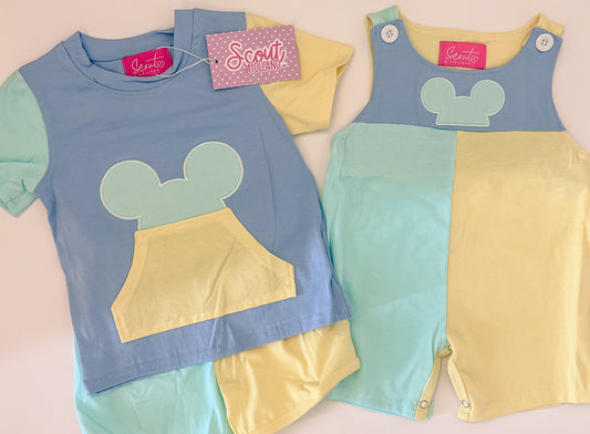 Pastel Colorblock Mouse Collection Boy Short Set/JonJon