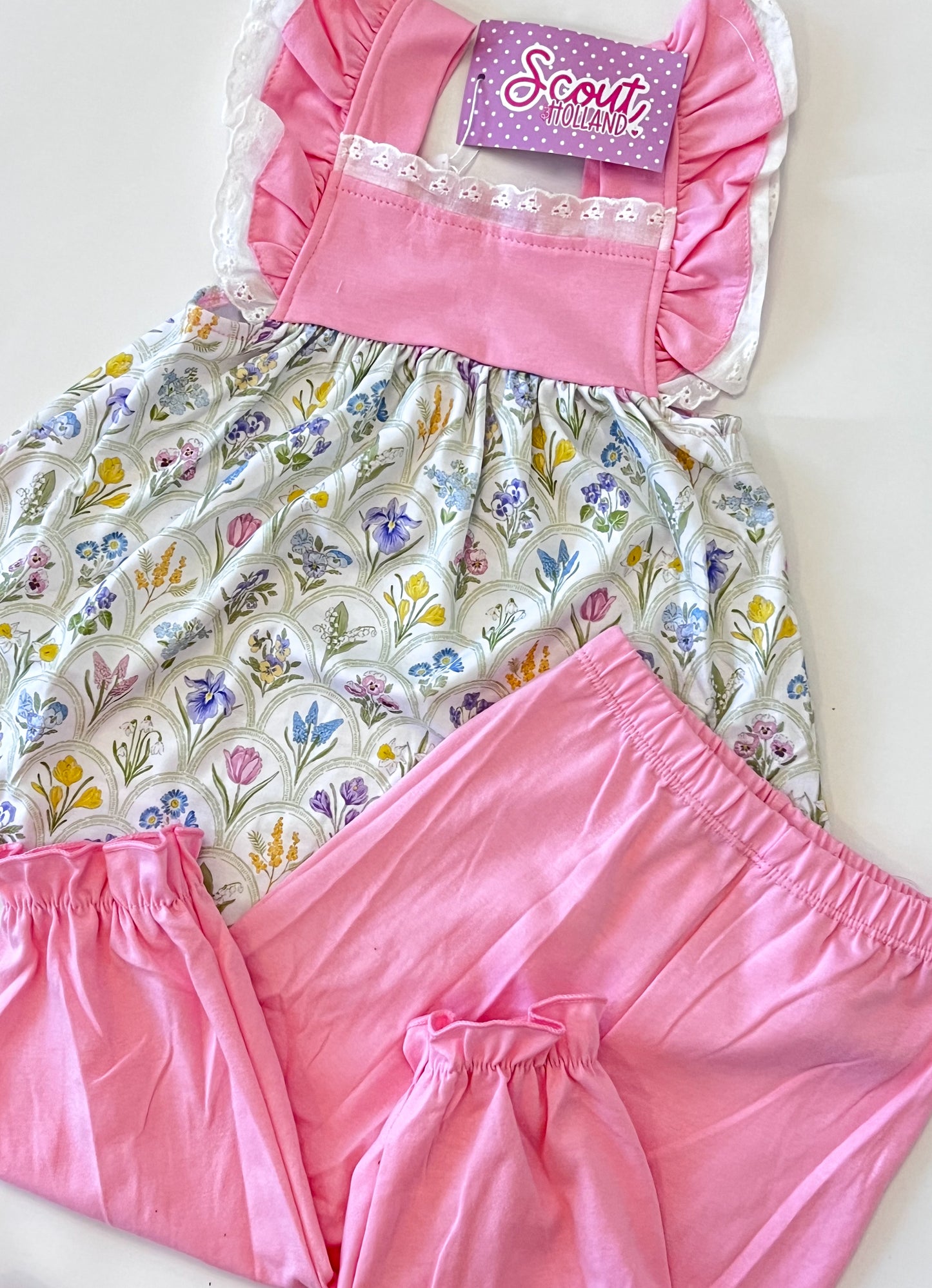 Pink Summer Floral Bubble Pant Set