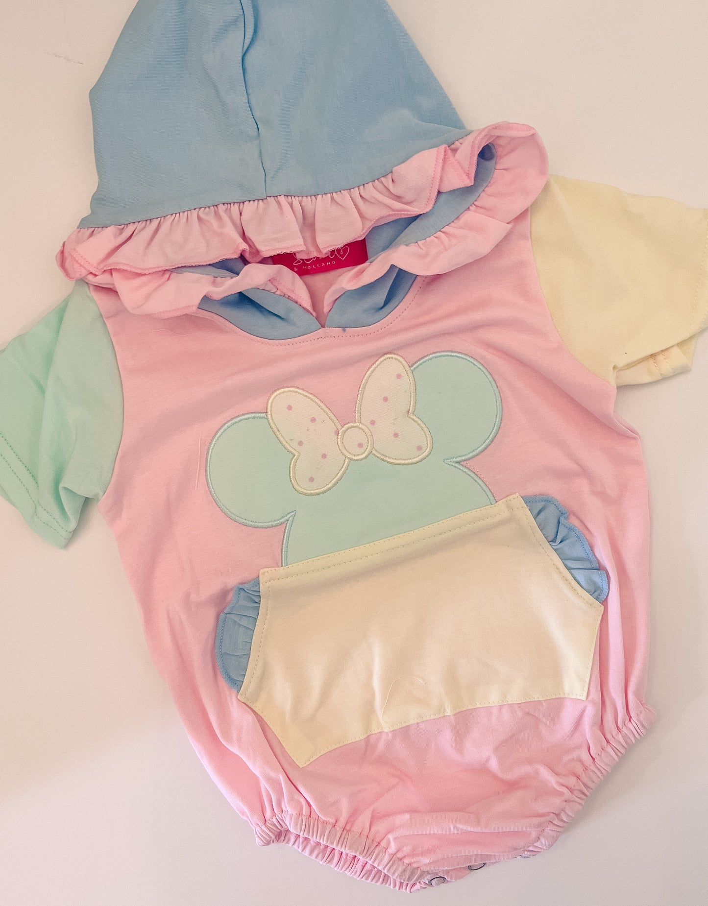 Pastel Colorblock Mouse Collection Summer Hooded Girl Bubble