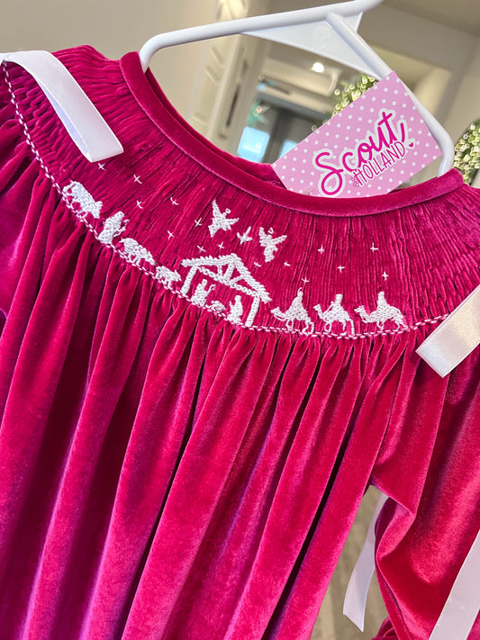 Velvet Smocked Nativity Dress