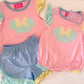 Pastel Colorblock Mouse Collection Girl Short Set/Bubble