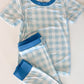 Blue Gingham Bamboo Set