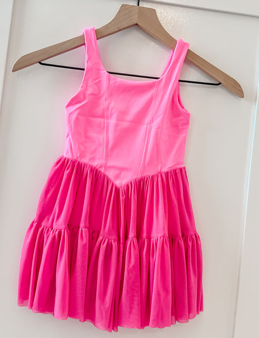 Hot Pink Tulle Athletic Dress- shorts attached