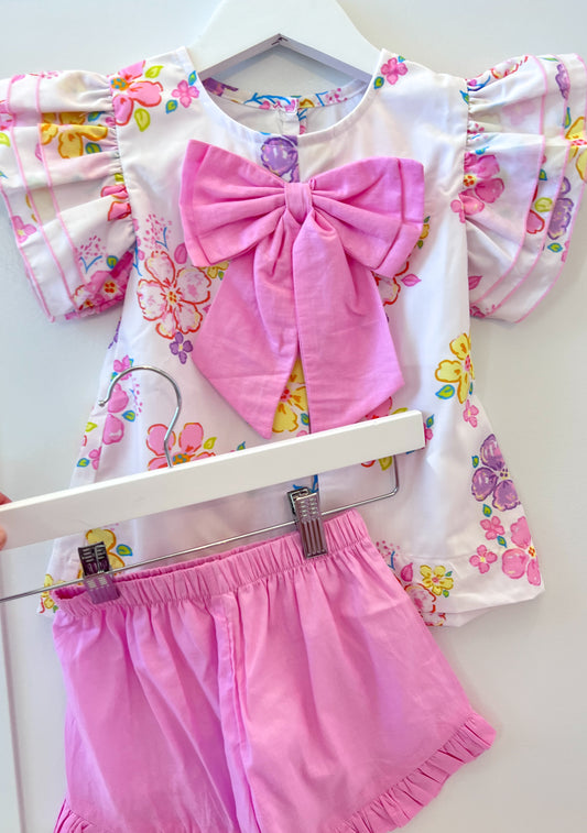 Bright Floral Bow Front Short Set