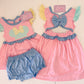 Pastel Colorblock Mouse Collection Girl Dress/Bloomer Set