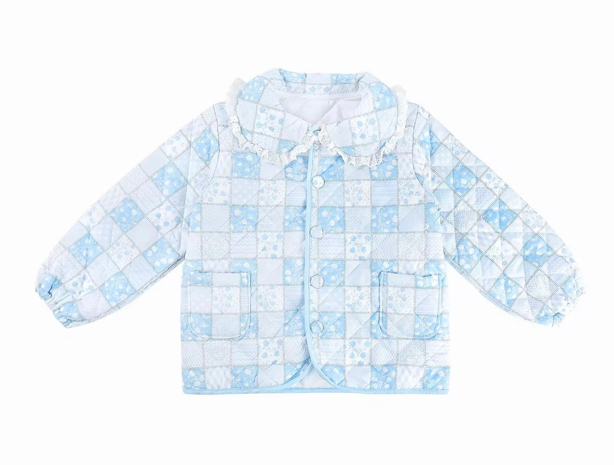 Blue Floral Quilted Coat (PREORDER ETA NOVEMBER)