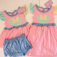 Pastel Colorblock Mouse Collection Girl Dress/Bloomer Set