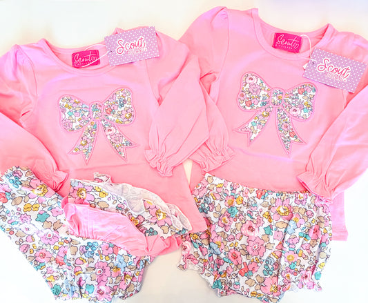 Pink Floral Bow Appliqué Collection