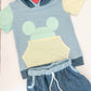 Pastel Colorblock Mouse Collection Summer Hooded Boy Short Set