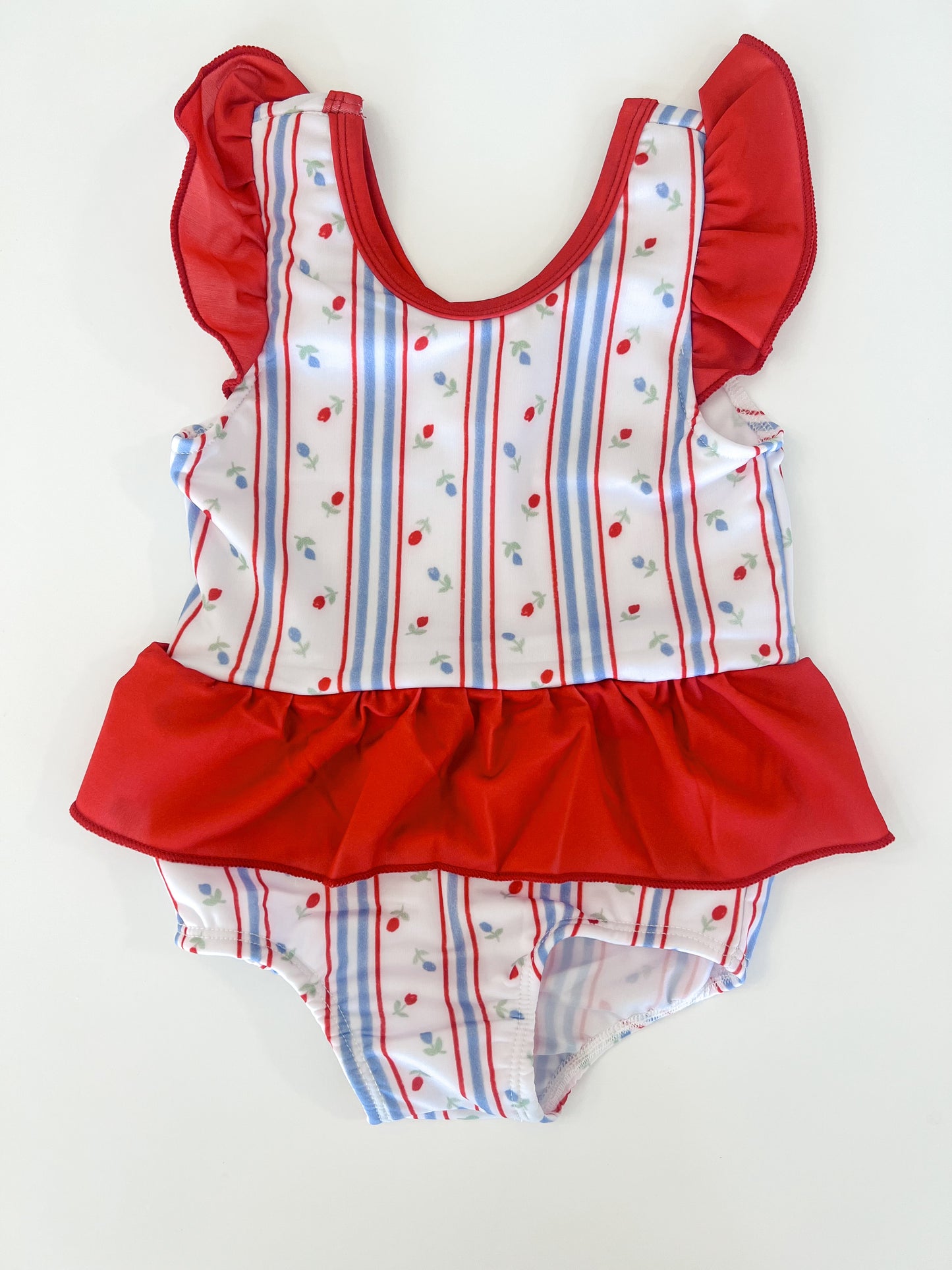 Red, White, and Blue Floral One Piece Swim