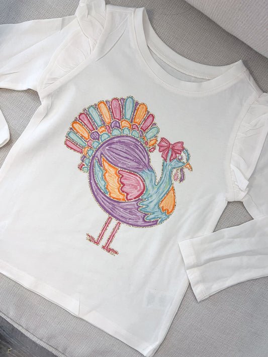 Cream Turkey ruffle tee